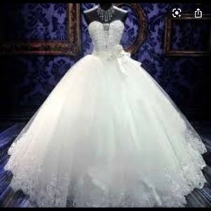 White wedding/quinceanera dress.
